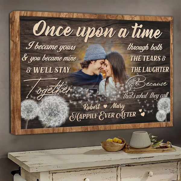 Personalized Canvas Prints, Custom Photo And Name, Anniversary Gift, Couple Gift, Gift For Couple, Once Upon A Time Dem Canvas