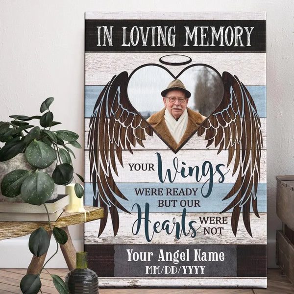 Personalized Canvas Prints, Custom Photo, Sympathy Gifts, Memorial Gifts, Remembrance Gifts, Bereavement Gifts, Your Wings Were Ready Dem Canvas
