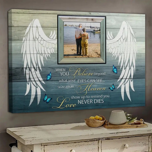 Personalized Canvas Prints Upload Photo, Custom Quote - Your Wings Were Ready, When You Believe  ... Dem Canvas