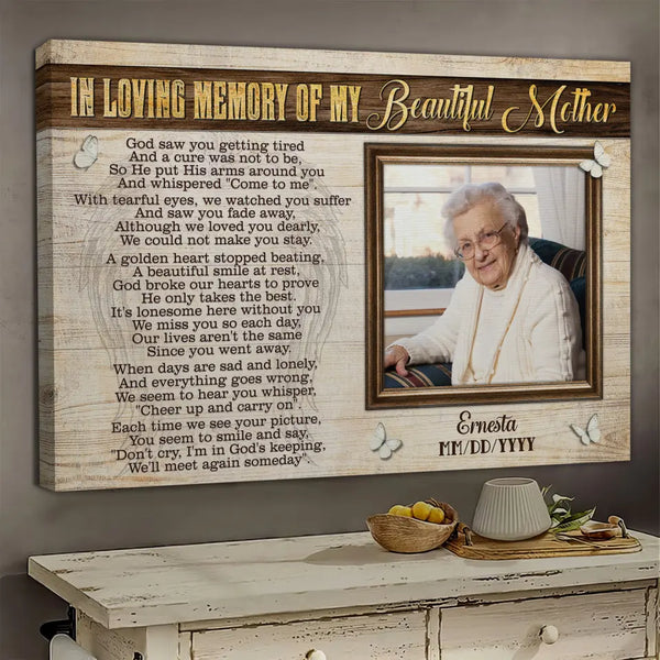 Personalized Canvas Prints, Custom Photo, In Loving Memory Of My Beautiful Mother Poem Special Remembrance Gifts Dem Canvas