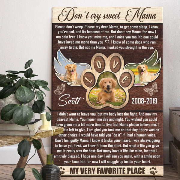 Personalized Canvas Prints, Custom Photo, Loss Of Dog Sympathy Gift, Idea Unique Pet Memorial Dem Canvas