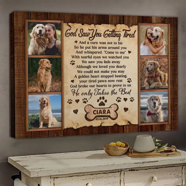 Personalized Canvas Prints Custom Photo, Dog Loss Gifts, Pet Memorial Gifts, Dog Sympathy, When It’s Too Hard To Look Back Dem Canvas