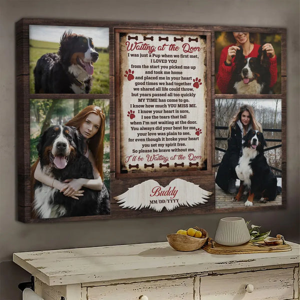 Personalized Photo Canvas Prints, Dog Loss Gifts, Dog Sympathy, Pet Memorial Gifts,Waiting At The Door Dem Canvas
