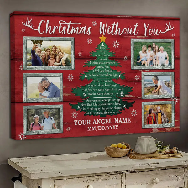Personalized Canvas Prints, Custom Photo, Memorial Gifts, Sympathy Gifts, Christmas Tree Memorial, Christmas Without You Dem Canvas