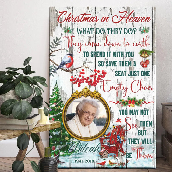 Personalized Canvas Prints, Custom Photo, Memorial Gifts, Sympathy Gifts, Gifts For Christmas, Christmas In Heaven Dem Canvas