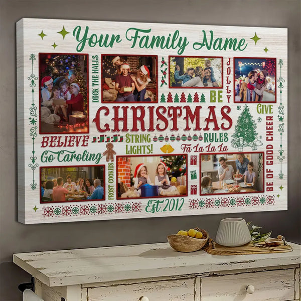 Personalized Canvas Prints, Custom Photo Christmas Gifts For Family, Christmas Decor At Home, Welcome To Christmas Family Christmas Holiday Dem Canvas