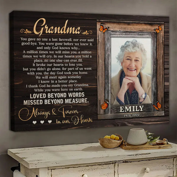 Personalized Canvas Prints, Memorial Gifts For Loss Of Grandmother, Memorial Canvas for Grandma, In Loving Memory Gift Dem Canvas