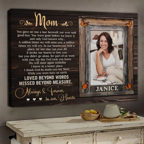 Personalized Canvas Prints, Sympathy Gifts For Loss Of Mother, Loss Of Mom Gift, Memorial Canvas for Mom Dem Canvas