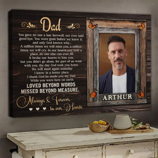 Personalized Canvas Prints, Memorial Gift For Loss Of Father, Memorial Canvas For Dad, Loss of Dad Gift Dem Canvas