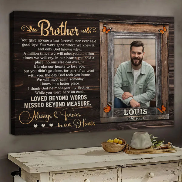 Personalized Canvas Prints, Sympathy Gifts For Loss Of Brother, In Memory Of Brother Gifts, Memorial Canvas for Brother Dem Canvas