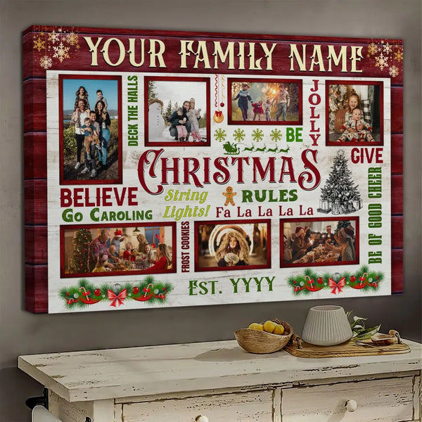 Personalized Photo Canvas Prints, Christmas Decor Sign Family Name, Welcome Home, Holiday Wall Art Dem Canvas