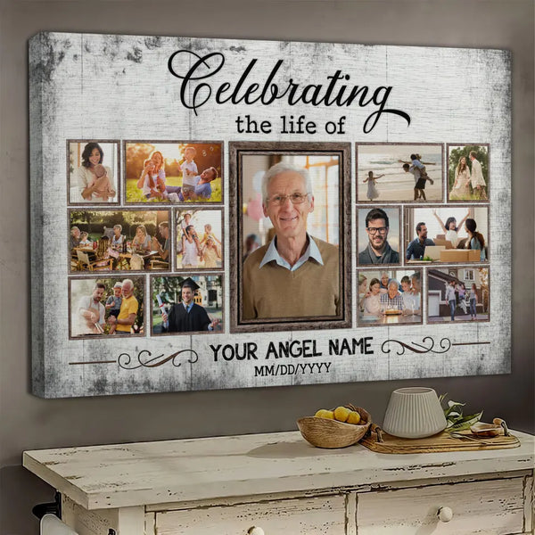 Personalized Photo Canvas Prints, Custom Photo, Celebration Of Life, Multiple Photos Funeral, Welcome Sign Funeral Memory Dem Canvas