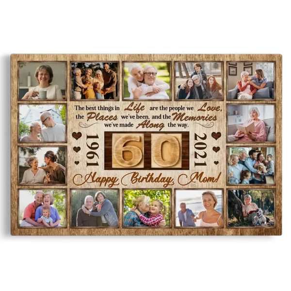 Personalized Canvas Prints, Custom Photo, Unique 60th Birthday, Gifts For Her, Photo Collage, Gift For Mom  Dem Canvas