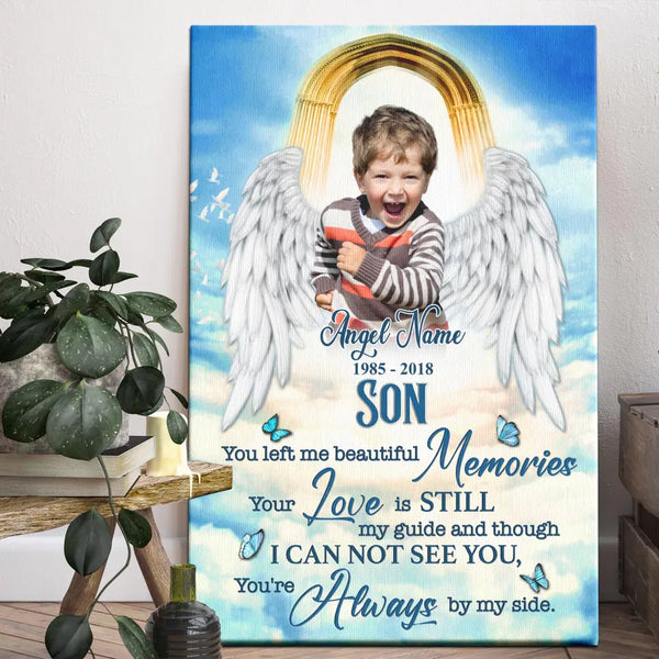 Personalized Canvas Prints, Custom Photo Sympathy Gifts, Remembrance Gifts, Bereavement Gifts, Son You Left Me Beautiful Memories Dem Canvas