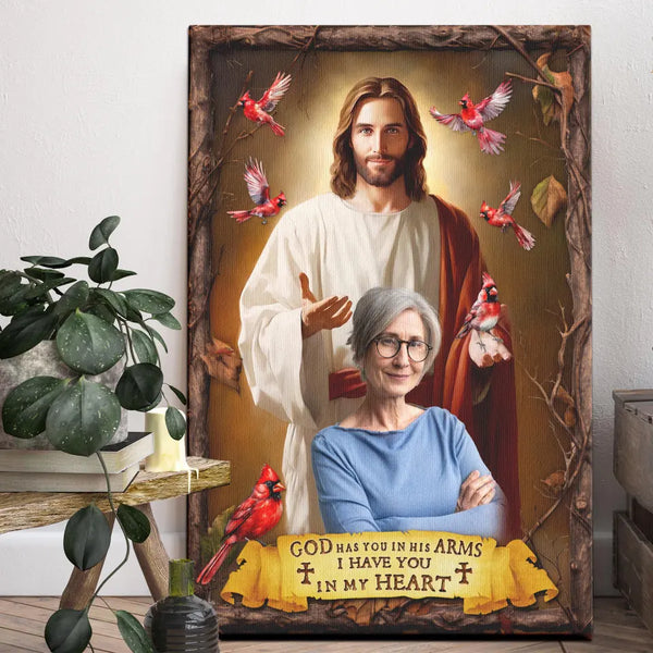Personalized Canvas Prints, Custom Photo, Memorial Gifts, Sympathy Gifts, Cardinalis God Bless , God Has You In His Arms, Dem Canvas