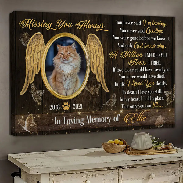 Personalized Canvas Prints, Custom Photo, Pet Lover Gifts, Memory Gifts, Cat Memorial If Love Alone Could Have Kept You Here Dem Canvas