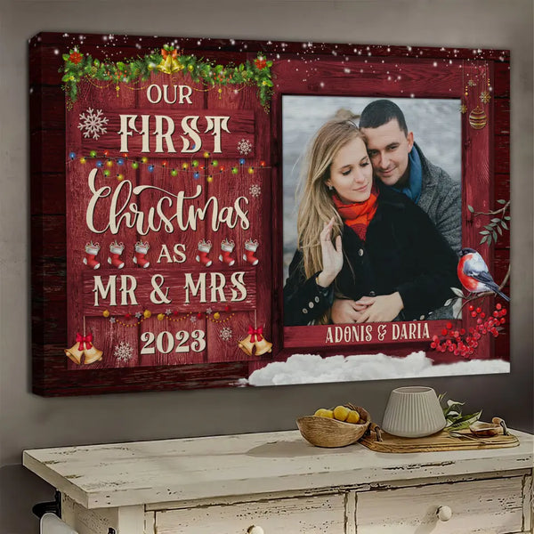 Personalized Canvas Prints, Custom Photo, Christmas Newlywed Gift, Couple Christmas Gift Dem Canvas