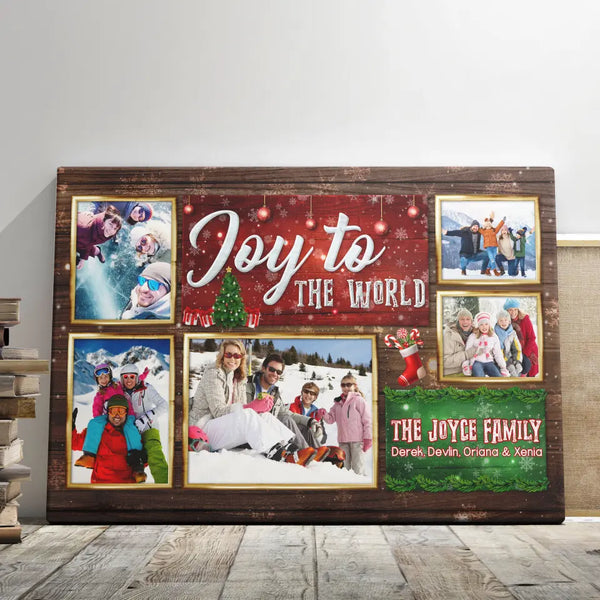 Personalized Canvas Prints, Custom Photo Christmas Gifts For Family, Christmas Decor At Home, Welcome To Christmas Family Joy To The World Dem Canvas