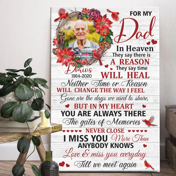 Personalized Canvas Prints, Custom Photo, Memorial Gifts, Sympathy Gifts, Remembrance Gifts, Loss Dad For My Dad In Heaven Dem Canvas