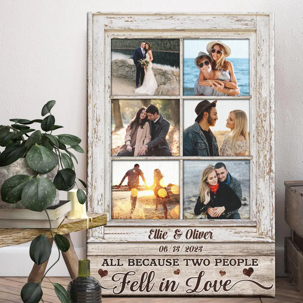 Personalized Canvas Prints, Custom Photo, Gift For Couple Love, All Because Two Fell In Love Dem Canvas