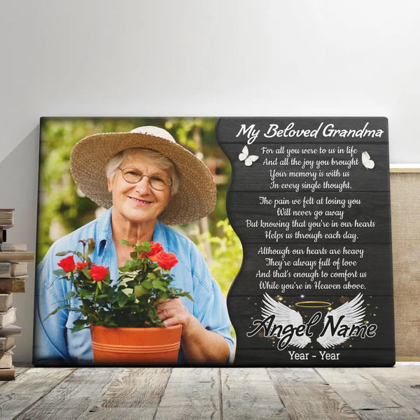 Personalized Canvas Prints, Custom Photo, Memorial Gifts, Sympathy Gifts, My Beloved Grandma, Memorial Loss Of Grandma Dem Canvas