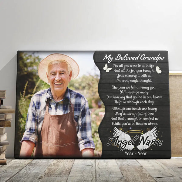 Personalized Canvas Prints, Custom Photo, Memorial Gifts, Sympathy Gifts, My Beloved Grandpa, Memorial Loss Of Grandpa Dem Canvas