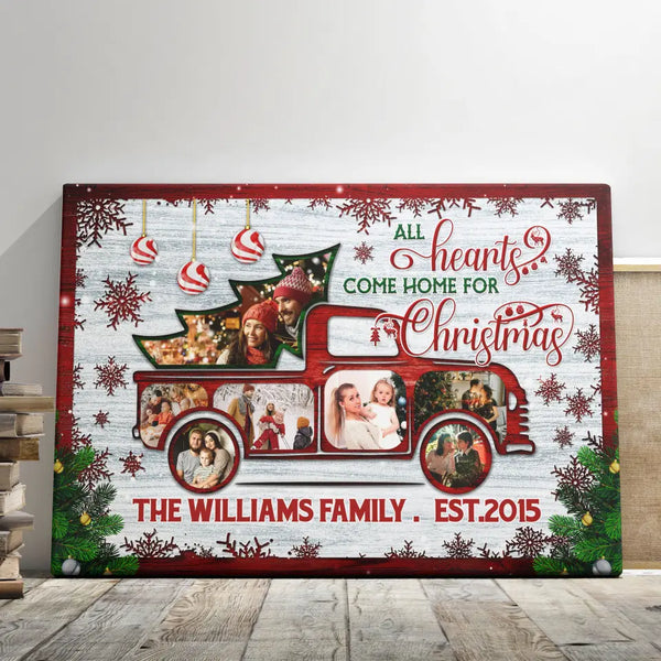 Personalized Canvas Prints, Custom Clip Art Christmas Gifts For Family, Christmas Decor, Christmas Truck All Roads Lead Home Dem Canvas