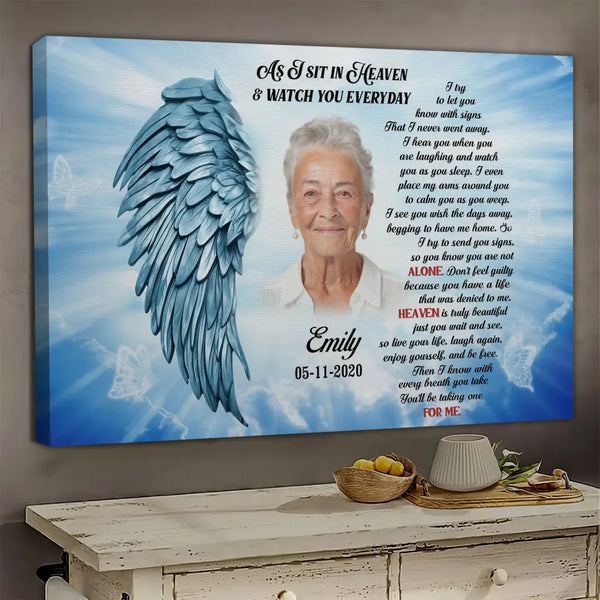 Personalized Canvas Prints, Custom Photo, Memorial Gifts, Sympathy Gifts, Grandma Loss, As I Sit In Heaven Dem Canvas