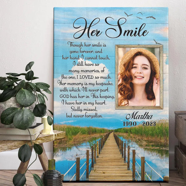 Personalized Canvas Prints, Custom Photo, Loss Of Sister Sympathy Gift, Loss of Sister Gift, Memorial Gift, Her Smile Dem Canvas