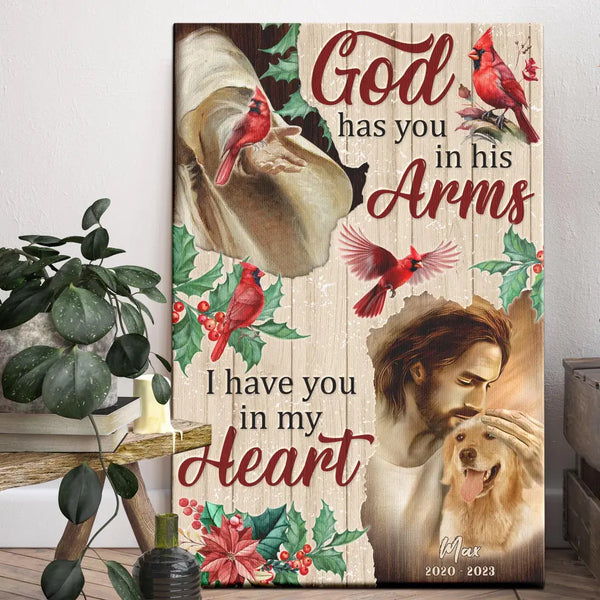 Personalized Canvas Prints, Custom Photo, Sympathy Gifts, Remembrance Gifts, Loss Pet Memorial, God Has You In His Arms Dem Canvas