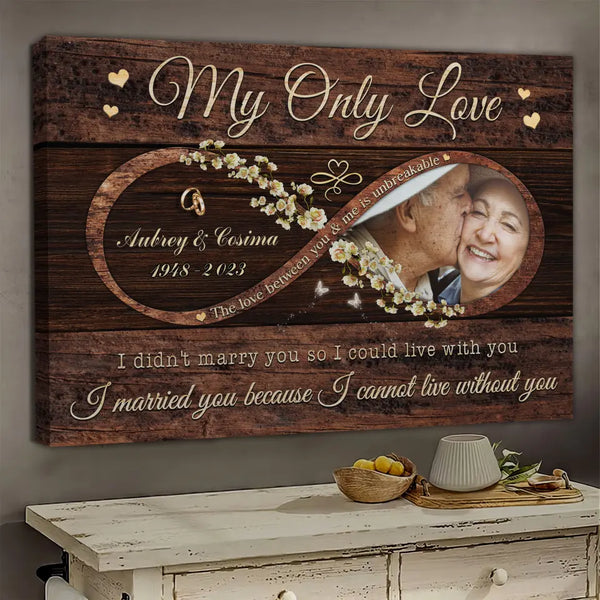 Personalized Canvas Prints, The Infinity Symbol, Wedding Rings, Old Loving Couple, The Love Between You And Me Is Unbreakable Dem Canvas