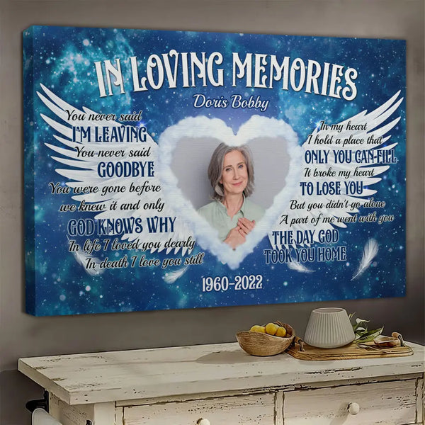 Personalized Photo Canvas Prints, Memorial Gifts for Loss of Mother, Sympathy Gift, In Loving Memories Dem Canvas