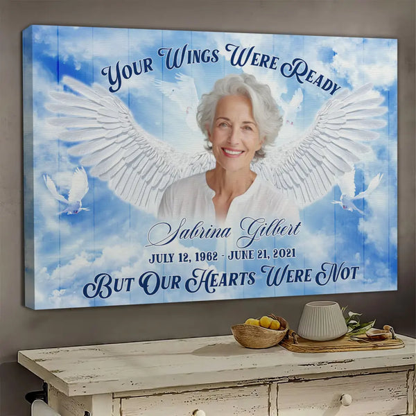 Personalized Canvas Prints, Custom Photos, Memorial Gift for Loss Mother, Loss of Mom, Remembrance Gift, Your Wings Were Ready Dem Canvas