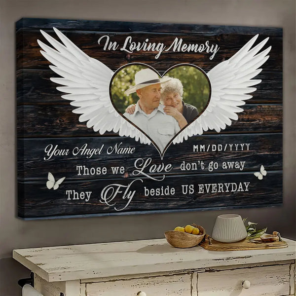 Personalized Canvas Prints, Custom Photos, Remembrance Gift, Memorial Gift, In Loving Memory, Gift For Sympathy Angel Wings Wall Art  Dem Canvas