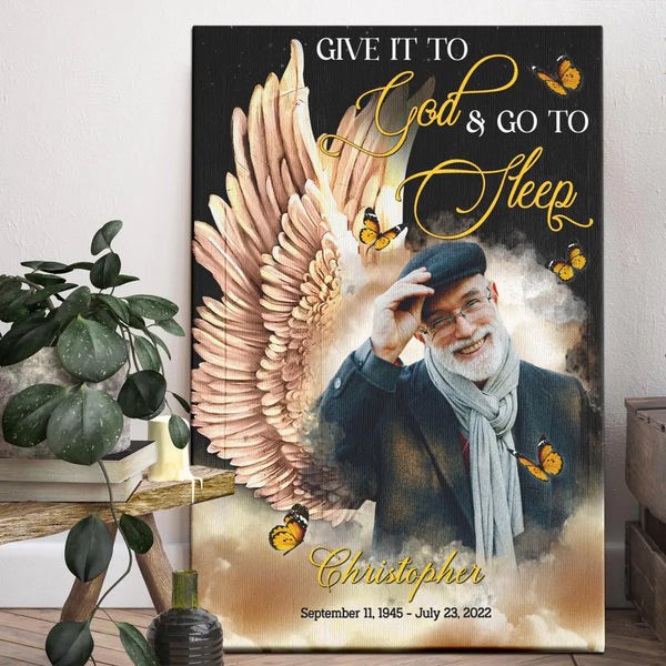 Personalized Canvas Prints, Custom Photo, Memorial Gifts, Sympathy Gifts, Remembrance Gifts, Angel Wings, Give It To God And Go To Sleep Dem Canvas