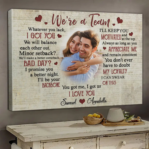 Personalized Canvas Prints, Custom Photos, Couple Gifts, Wedding Gifts, Best Gift For Couple, We’re A Team Dem Canvas