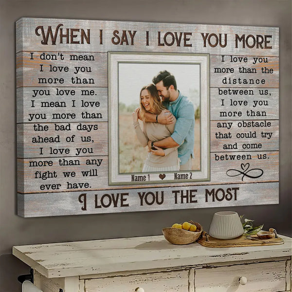 Personalized Canvas Prints, Custom Photos, Loving Gift For Couple, Couple Gift, Anniversary Gift, When I Say I Love You More Dem Canvas