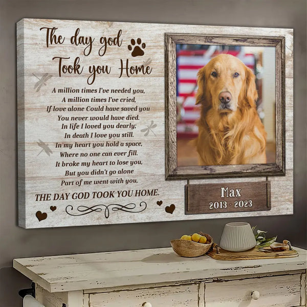 Personalized Canvas Prints, Custom Photo, Remembrance Gifts, Sympathy Gifts, Pet Gifts, Memorial Gifts, The Day God Took You Home Dem Canvas