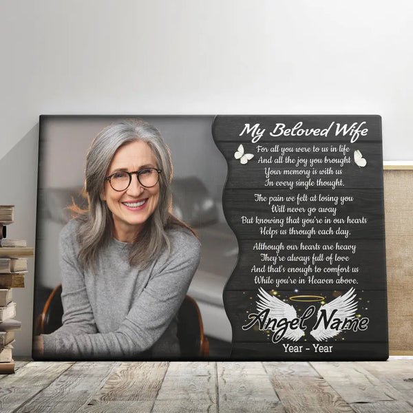 Personalized Canvas Prints, Custom Photo, Memorial Gifts, Sympathy Gifts, My Beloved Wife, Memorial Loss Of Wife Dem Canvas