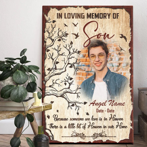 Personalized Canvas Prints, Custom Photo Sympathy Gifts, Remembrance Gifts, Bereavement Gifts, Loss Of Son, Heaven In Our Home Dem Canvas