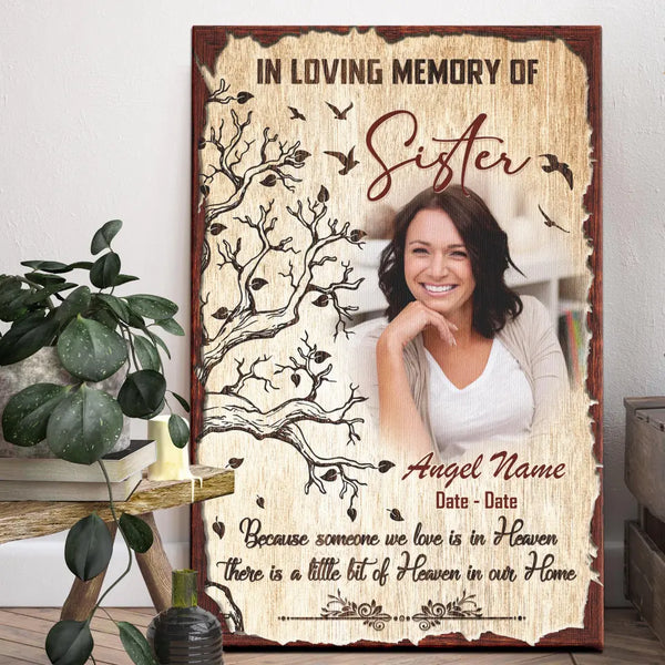 Personalized Canvas Prints, Custom Photo Sympathy Gifts, Remembrance Gifts, Bereavement Gifts, Loss Of Sister, Heaven In Our Home Dem Canvas