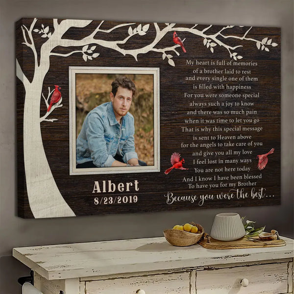 Personalized Canvas Prints, Custom Photo, Memorial Gifts, Brother Remembrance Gifts Thoughtful, Brother In Heaven Dem Canvas
