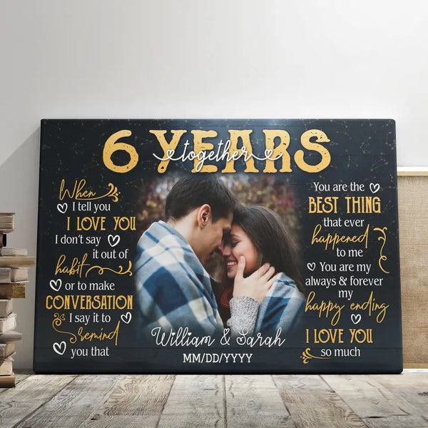 Personalized Photo Canvas Prints, Gifts For Couples, 6th Anniversary Gift For Husband And Wife, 6 Years When I Tell You I Love You Dem Canvas