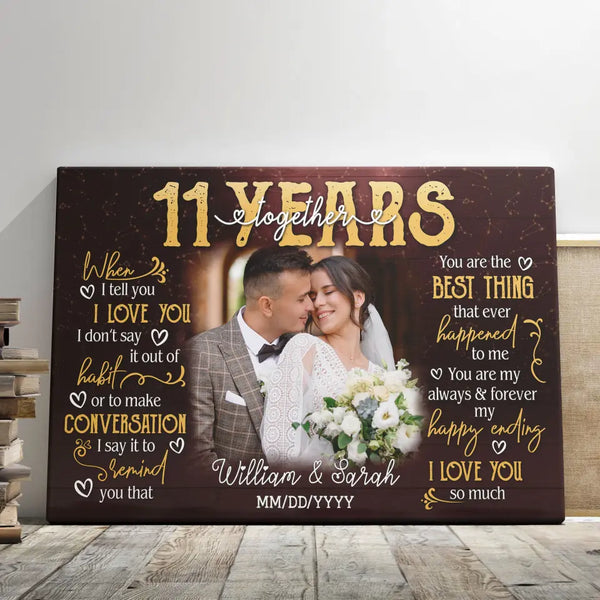 Personalized Photo Canvas Prints, Gifts For Couples, 11th Anniversary Gift For Husband And Wife, 11 Years When I Tell You I Love You Dem Canvas