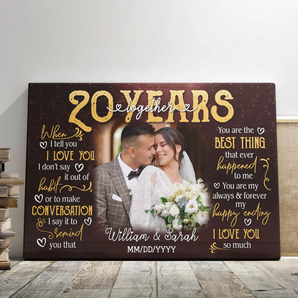 Personalized Photo Canvas Prints, Gifts For Couples, 20th Anniversary Gift For Husband And Wife, 20 Years When I Tell You I Love You Dem Canvas