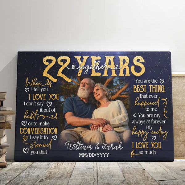 Personalized Photo Canvas Prints, Gifts For Couples, 22nd Anniversary Gift For Husband And Wife, 22 Years When I Tell You I Love You Dem Canvas