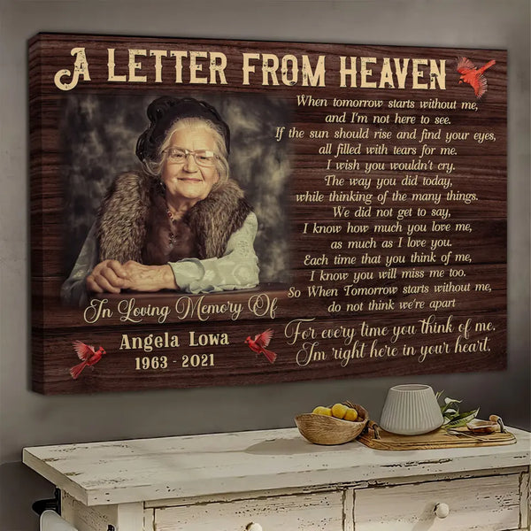 Personalized Canvas Prints, Custom Photo, Memorial Gifts, Remembrance Gifts, Sympathy Gifts, A Letter From Heaven Dem Canvas