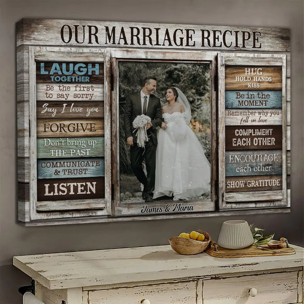 Personalized Canvas Prints, Custom Photos, Couple Gifts, Wedding Gifts, Anniversary Gifts, Marriage Recipe Dem Canvas