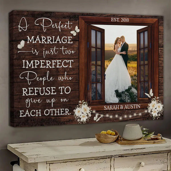 Personalized Photo Canvas Prints, Gifts For Couples,  Anniversary Gifts For Husband And Wife, A Perfect Mariage Dem Canvas