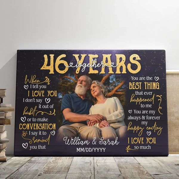 Personalized Photo Canvas Prints, Gifts For Couples, 46th Anniversary Gift For Husband And Wife, 46 Years When I Tell You I Love You Dem Canvas